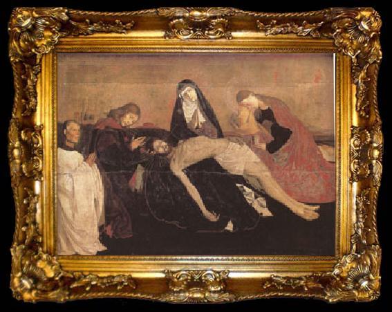 framed  Enguerrand Quarton The Lamentation of Christ with a Donor known as the Pieta of Villeneuve-les-Avignon (mk05), ta009-2